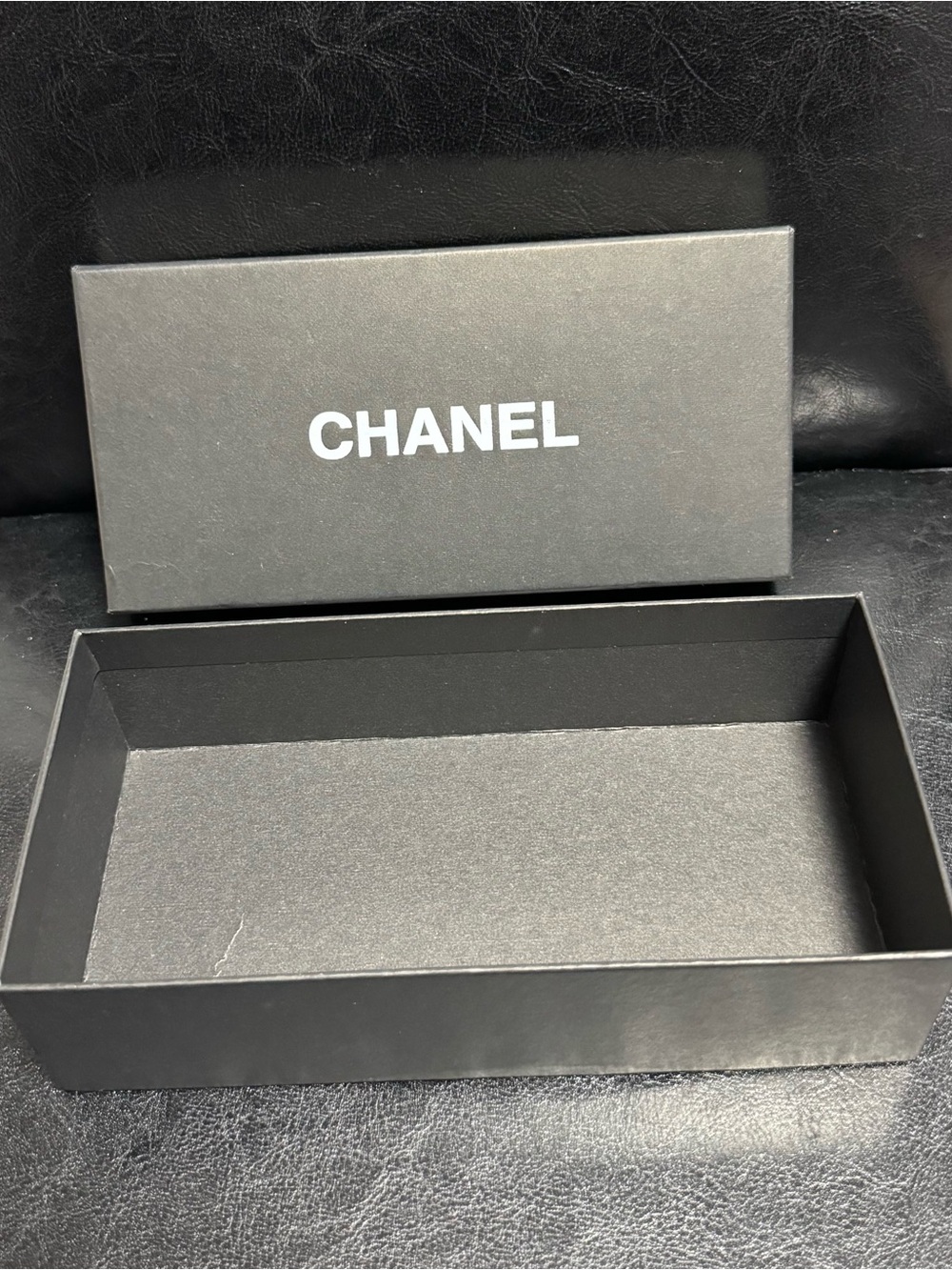CHANEL Black Box with White Logo Lid